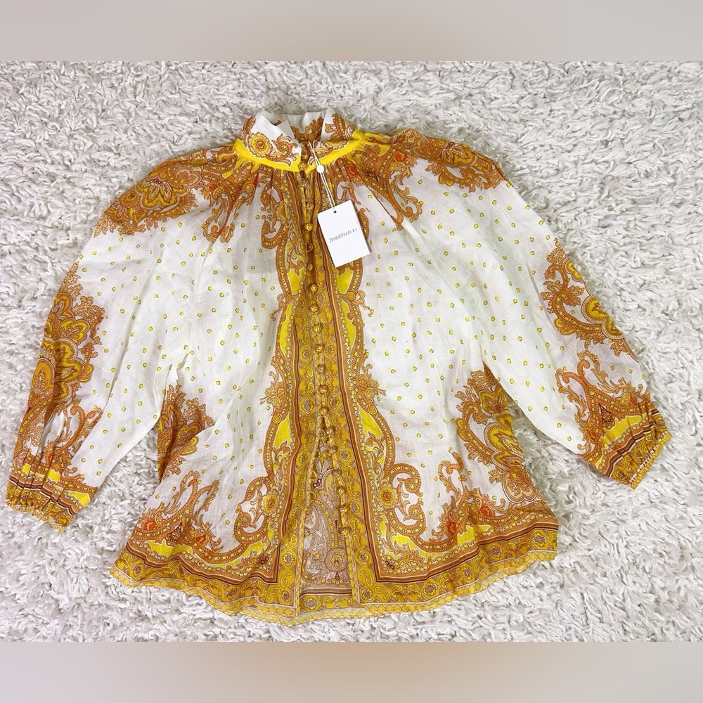 NWT Zimmermann Bells Paisley Blouse in Yellow Paisley - Picture 5 of 5